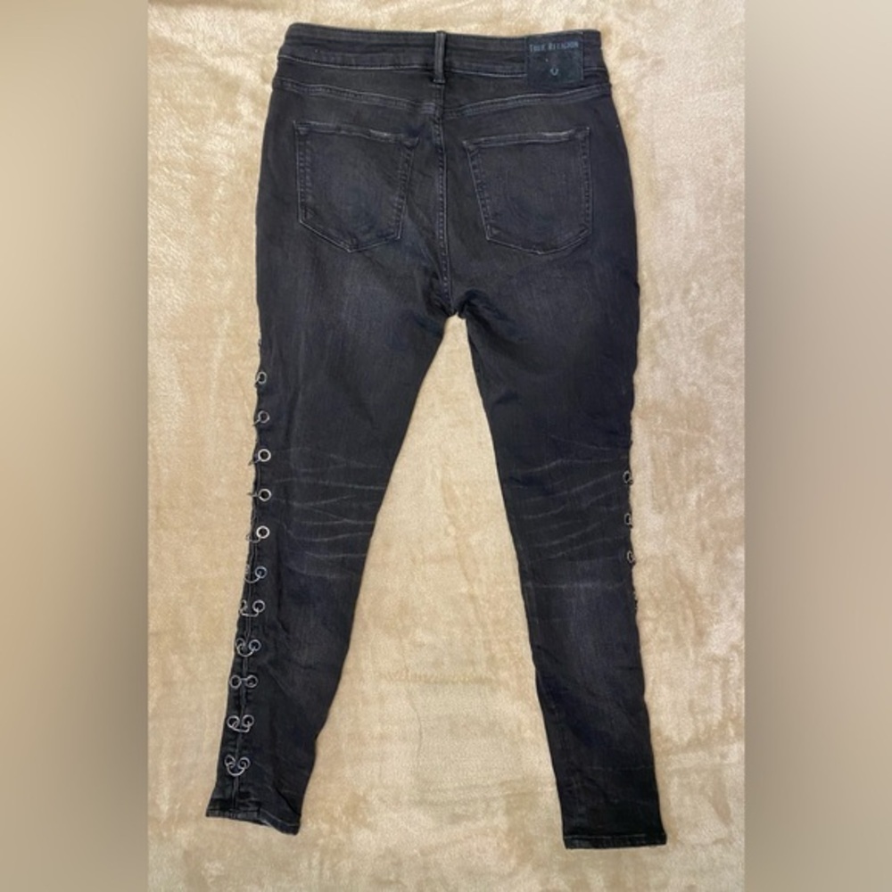 TRUE RELIGION JENNIE BLACK DENIM CURVY SKINNY JEAN‎ WOMENS SIZE 31 - Picture 7 of 10